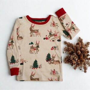 Mini Boden Kid’s Reindeer Print Long Sleeve Shirt/Pajama Top